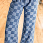 Viral Checkered Wide Leg Jeans