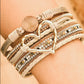 Beige Bohemian Heart Rhinestone Magnetic Buckle Bracelet