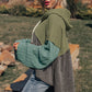 Laurel Green Mixed Textured Colorblock Patchwork Wide Sleeve Frayed High Low Hooded Top