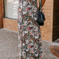 Brown Floral Print High Waist Maxi Skirt