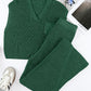 Green Knitted V Neck Sweater and Casual Pants Set