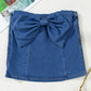 Sail Blue Vintage Bow Front Smocked Back Denim Tube Top