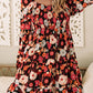 Multicolour Smocked High Waist Long Sleeve Floral Dress