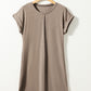 Light French Beige Center Seam Rolled Cuffs T-shirt Dress