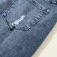 Navy Blue Light Wash Frayed Slim Fit High Waist Jeans