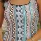 Green Western Geo Printed Square Neck Tank Top