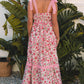 Pink Floral Lace Tied Strap Empire Waist Maxi Dress