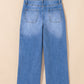 Sky Blue Cropped High Rise Wide Leg Jeans