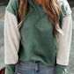 Mist Green Contrast Sleeves Patchwork Colorblock Hoodie