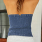 Sail Blue Vintage Bow Front Smocked Back Denim Tube Top