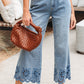 Dusk Blue Embroidered Cropped Wide Leg High Waist Jeans