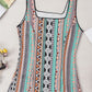 Green Western Geo Printed Square Neck Tank Top