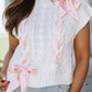Cable Knit Satin Bowknot Sweater Bowvia