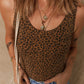 Brown Leopard Printed Sleeveless Scoop Neck Bodysuit
