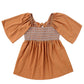 Dusty Tan Square Neck Wide Sleeves Flowy Top