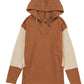 Chestnut Contrast Sleeves Patchwork Colorblock Hoodie