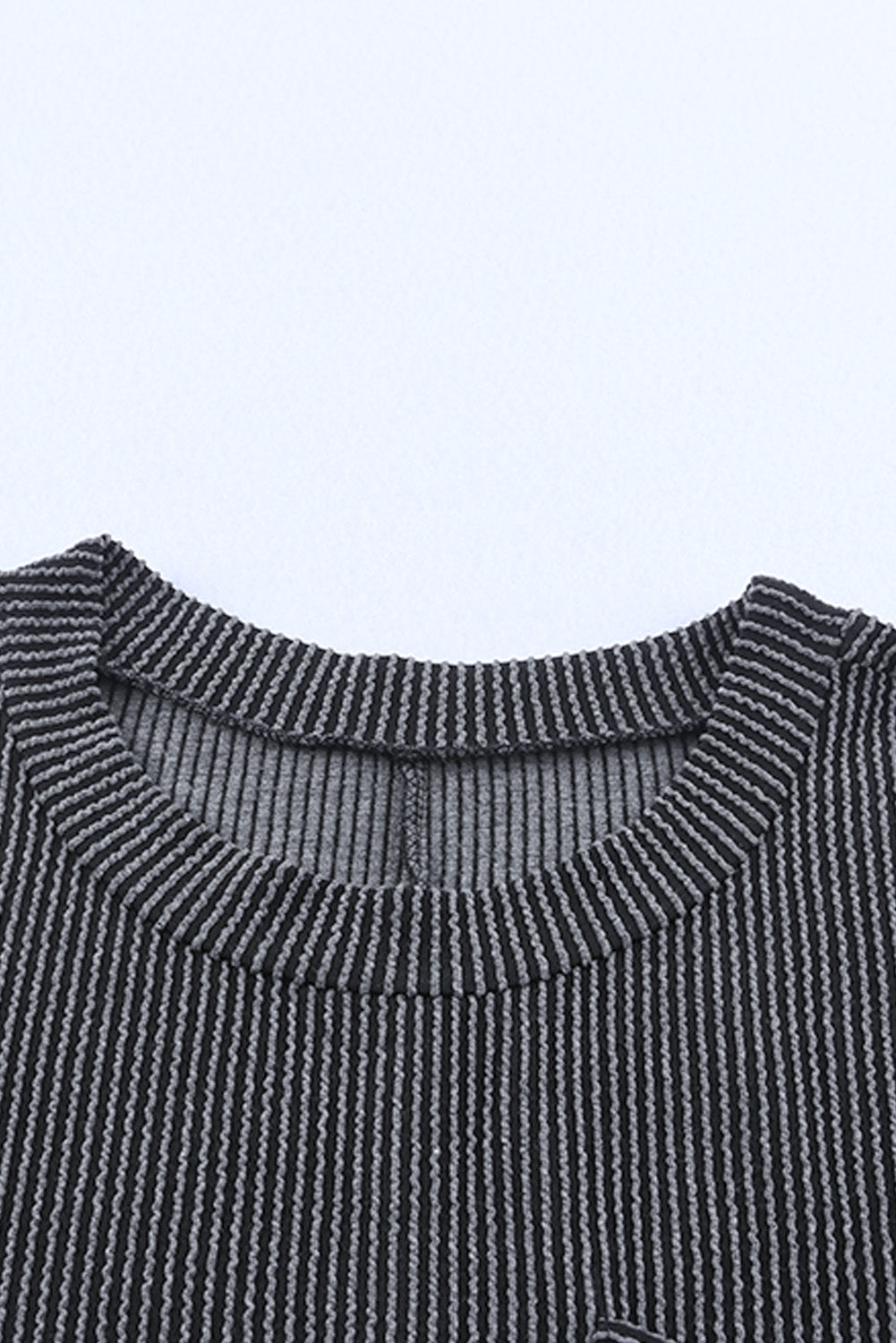 Gray Striped Ribbed Knit T-shirt Shift Dress