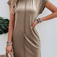 Light French Beige Center Seam Rolled Cuffs T-shirt Dress