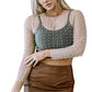 Apricot Pearl and Rhinestone Detail Sheer Mesh Top