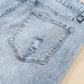 Sky Blue Light Wash Frayed Slim Fit High Waist Jeans