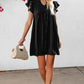 Black Ruffle Sleeve V Neck Frilled Shift Dress