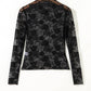 Black Sheer Floral Lace Mesh Mock Neck Long Sleeve Top