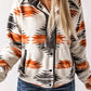 Gray Western Aztec Snap Buttoned Fleece Jacket