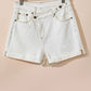 White Asymmetric Waist Design Stylish Denim Shorts