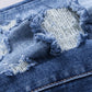 Blue Distressed Flare Jeans