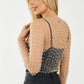 Apricot Pearl and Rhinestone Detail Sheer Mesh Top