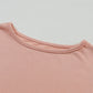 Coral Pink Splicing Raw Hem High Low Oversized Blouse