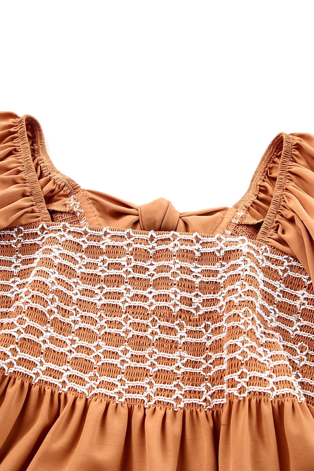 Dusty Tan Square Neck Wide Sleeves Flowy Top