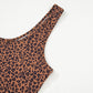 Brown Leopard Printed Sleeveless Scoop Neck Bodysuit