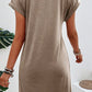 Light French Beige Center Seam Rolled Cuffs T-shirt Dress