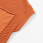 Burnt Orange Patch Pocket Ribbed Knit Short Sleeve Sweater