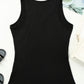 Black Split Neck Ribbed Knit Tank Top