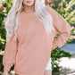 Coral Pink Splicing Raw Hem High Low Oversized Blouse