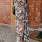 Brown Floral Print High Waist Maxi Skirt