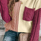 Vineyard Green Colorblock Patched Pocket Drop Shoulder Sweater