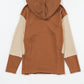 Chestnut Contrast Sleeves Patchwork Colorblock Hoodie