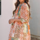 Orange Boho Paisley Mixed Print 3/4 Sleeve Chiffon Loose Dress