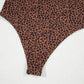 Brown Leopard Printed Sleeveless Scoop Neck Bodysuit