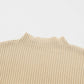 Oatmeal Patch Pocket Ribbed Knit Short Sleeve Sweater