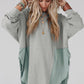 Sage Splicing Raw Hem High Low Oversized Blouse