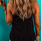 Black Floral Embroidery Ruffled Spaghetti Straps Tank Top