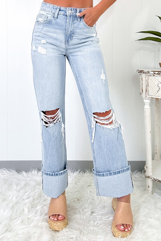 Beau Blue Light Wash Cuff Jeans