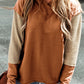 Chestnut Contrast Sleeves Patchwork Colorblock Hoodie