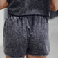 Black Acid Washed Short Lounge Set