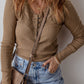 Chestnut Anglaise Broider Ribbed Long Sleeve Top