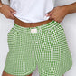 Fern Green Red Plaid Gingham Printed High Waist Shorts